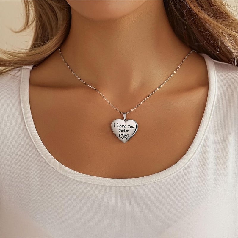 PHOCKSIN Locket Necklace for Women Black/Gold/Silver Locket Necklace Oval/Round/Heart Photo Necklace New Years Gifts for Girls - Image 3